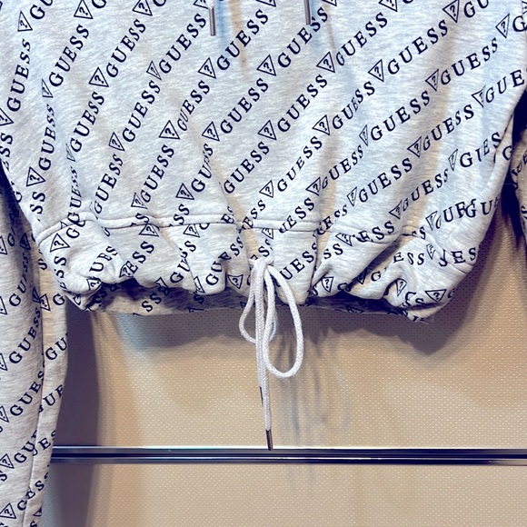 Guess Grey and Black Cropped Logo Hoodie - Picture 3 of 5